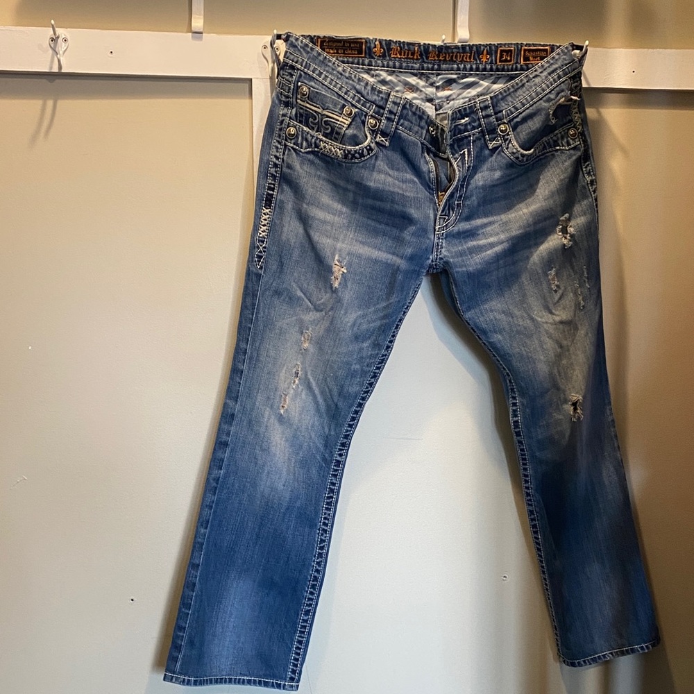 Rock Revival Men’s Relaxed Jeans - Light Blue Denim